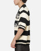 Criminal Damage Sports Knitted Polo Shirt Black Stripe
