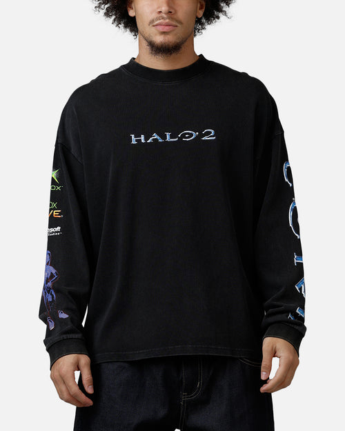73Studio X Halo 2 Long Sleeve T-Shirt Black Acidwash