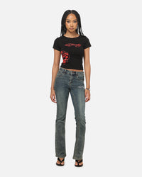 Ed Hardy Women's Rose Heart Baby T-Shirt Black/Red