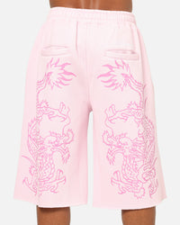 Ed Hardy Double Dragon Applique Shorts Pink