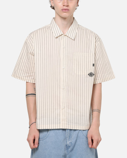 Carre Signature Rose Button Up Shirt Natural Pinstripe