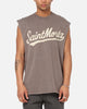 Saint Morta Script Oversized Muscle T-Shirt Washed Brown
