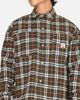 Carre Workwear Long Sleeve Button Up Shirt Brown-Plaid