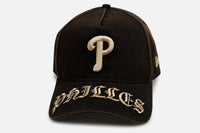 New Era Philadelphia Phillies 'Washed Black Gothic Script' 9FORTY A-Frame Snapback Black