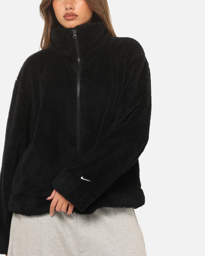 Nike Women's Sportswear Essential High-Pile Fleece Jacket Black/Sail