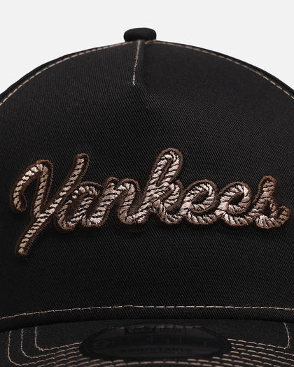 New Era New York Yankees 'Rope Script' 9FORTY A-Frame Snapback Black/White