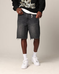Saint Morta Baggy Denim Shorts Black Shadow