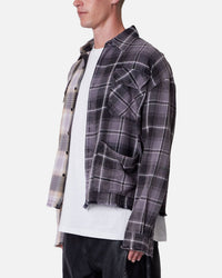 MNML Mixed Flannel Button Up Shirt Olive/Brown