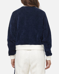Adidas Women's Velour Knit Track Top Navy/Off White