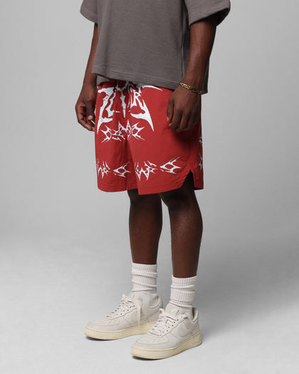 Loiter Stacked Metal Walk Shorts Burgandy