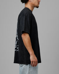 Loiter Chrome Spider T-Shirt Black Acidwash