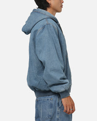 Carre Sherpa Lined Zip Hoodie Mid Blue Denim