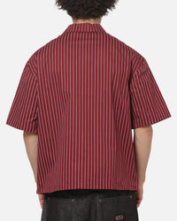 Carre Grid Short Sleeve Button Up Shirt Red Oxford Pinstripe