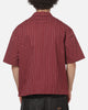 Carre Grid Short Sleeve Button Up Shirt Red Oxford Pinstripe