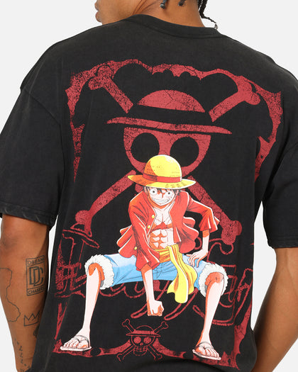 73Studio X One Piece Luffy Vintage T-Shirt Off Black