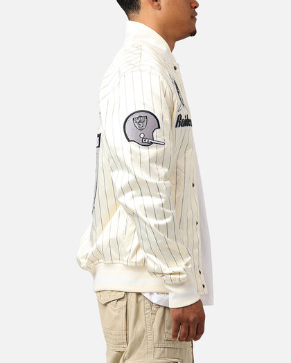 Pro Standard Las Vegas Raiders Pinstripe Satin Jacket Eggshell/Yellow