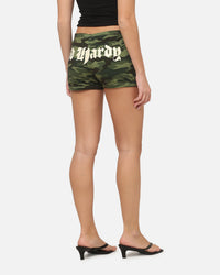 Ed Hardy Women's Crossed Mini Shorts Woodland Camo