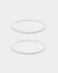 House Of Auric 5mm Cuban Bracelet Set Sterling Silver