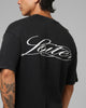 Loiter Script Boxy T-Shirt Washed Black
