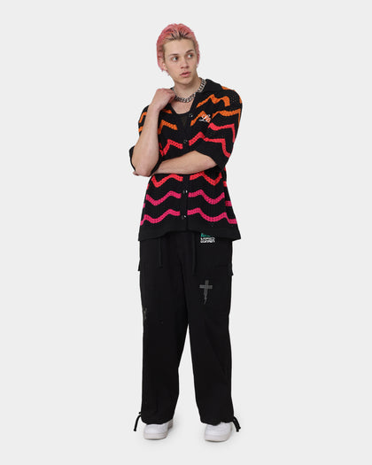 Loiter Breeze Knit Button-Up Shirt Black