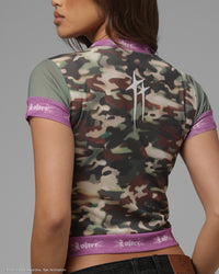 Loiter X ONE PIECE Women's Nami Mesh T-Shirt Green Camo