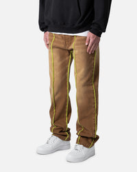 MNML V592 Serged Baggy Denim Jeans Brown