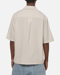 Vouseti Full Court Button Up Shirt Latte White Stripe