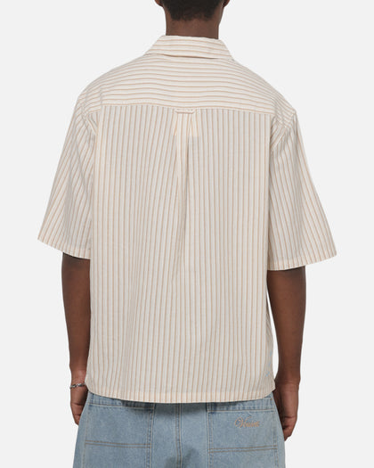 Vouseti Full Court Button Up Shirt Latte White Stripe