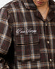 Sworn To Us Lotus Angel Flannel Button Up Shirt Brown