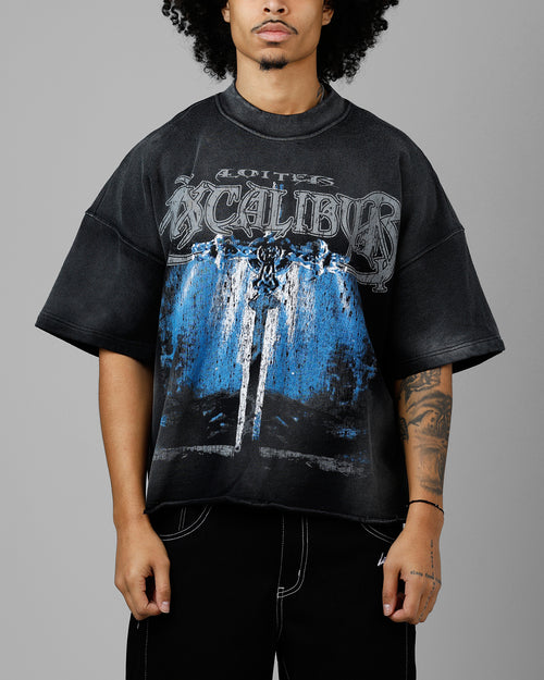 Loiter Excalibur Sword Distressed T-Shirt Washed Black