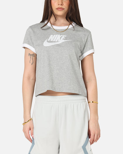 Nike Women's Sportswear Graphic Ringer T-Shirt Dark Grey Heather