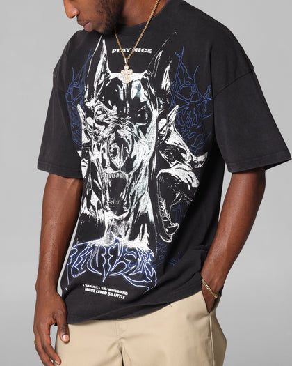 Loiter Dog Pound Vintage T-Shirt Black Acidwash