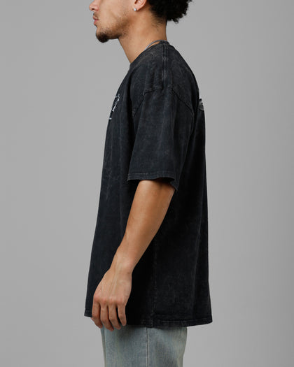 Loiter Chrome Logo T-Shirt Black Acidwash