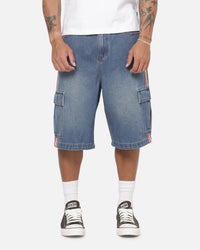 X-Large Oval Baggy Cargo Denim Shorts Indigo Blue