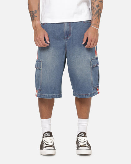 X-Large Oval Baggy Cargo Denim Shorts Indigo Blue