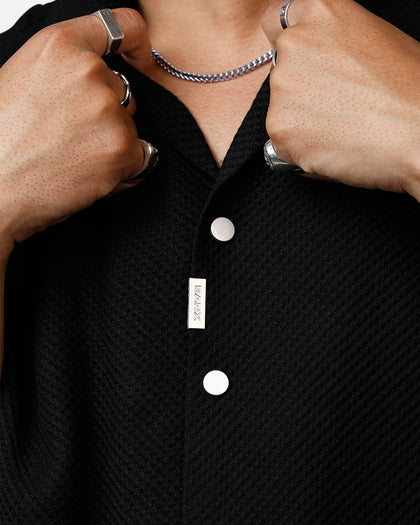 Banx Signature Waffle Button Up Shirt Black
