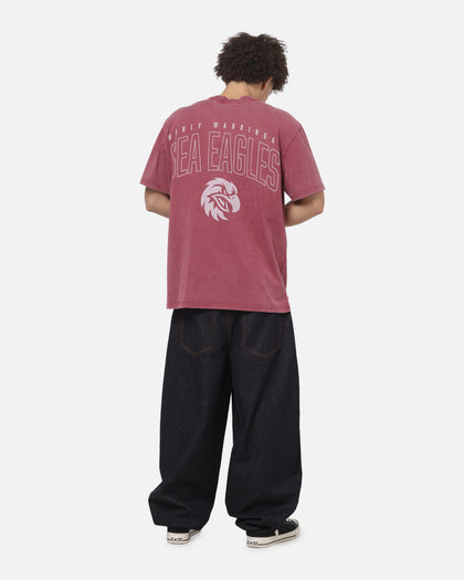 Bleacher Athletic Manly Sea Eagles NRL Attrition Washed T-Shirt Burgundy