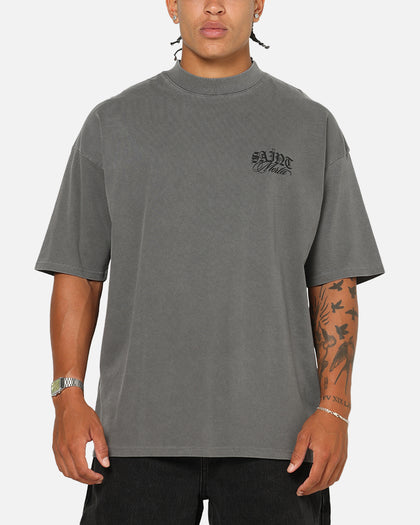 Saint Morta Serenity Mock Neck T-Shirt Washed Charcoal