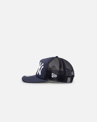 New Era New York Yankees 'Puff Print' Pre-Curved Golfer Trucker Snapback Navy
