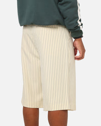 Carre Heritage Pleated Shorts Off White Pinstripe