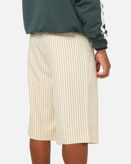 Carre Heritage Pleated Shorts Off White Pinstripe