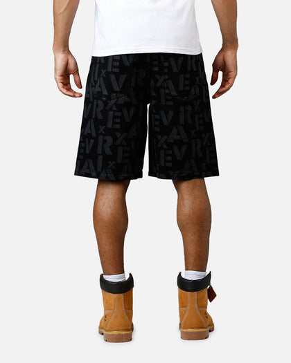 Avirex Monogram Denim Shorts Black