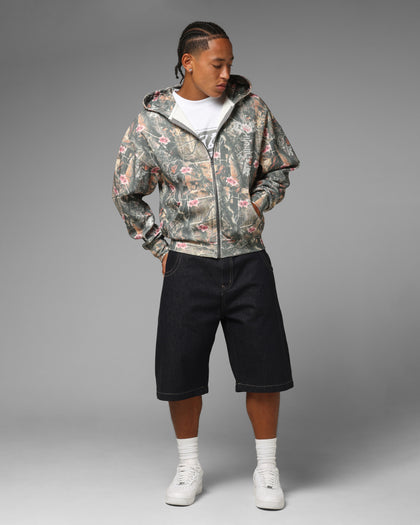 Loiter Waffle Zip Hoodie Pink Tree Camo