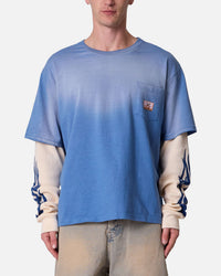 MNML Layered Flame Pocket Long Sleeve T-Shirt Washed Blue