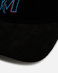 New Era Miami Marlins 'Black Cord' 9FORTY A-Frame Corduroy Snapback Black