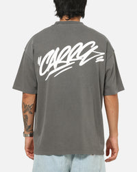Carre Tag Mock Neck T-Shirt Black Acidwash