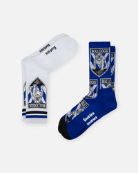 Foot-ies Canterbury-Bankstown Bulldogs Crew Socks 2 Pack Navy/White