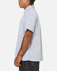 X-Large Drip Button Up Shirt Blue Stripe/White
