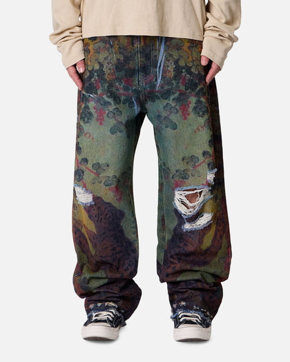 MNML Ultra Baggy Leopard Denim Jeans Multi