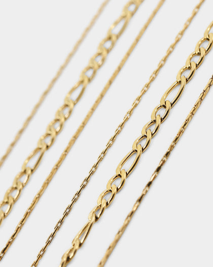 Raising Hell Women's Fine Chain Figaro Stack Necklace Set Gold